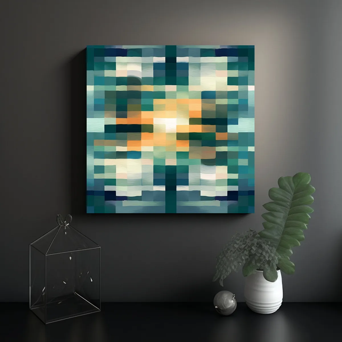 GENERICO - Arte Pixel Minimalista En Tela Impacto Visual 70x70 Cm