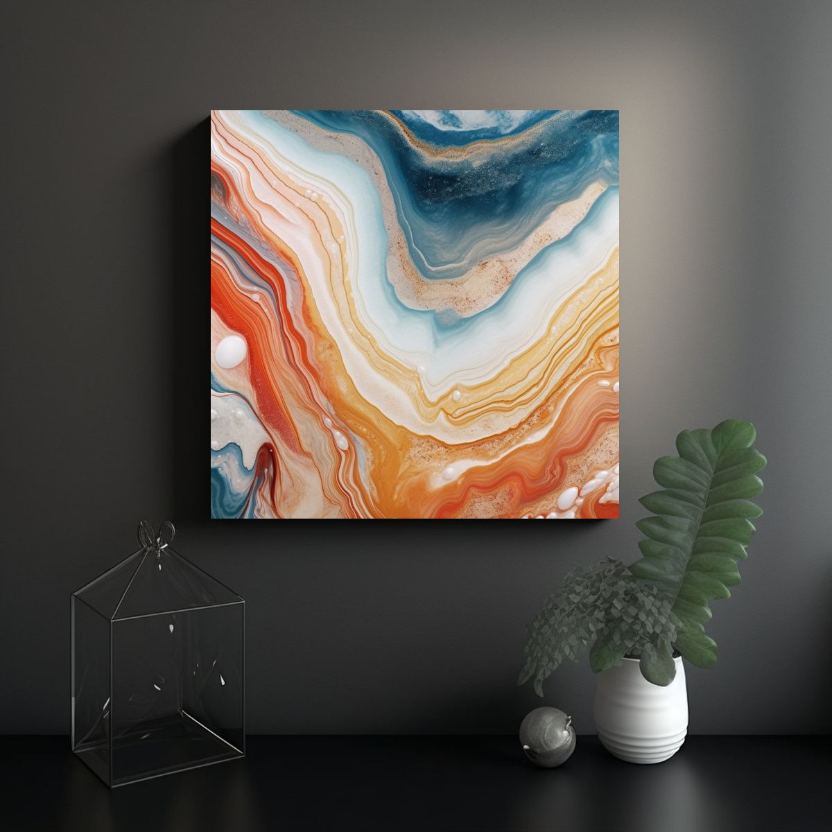 GENERICO - Cuadro Abstracto Mármol Gráfico Decorativo Con 70x70 Cm