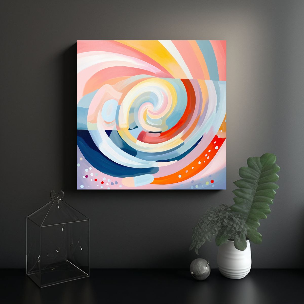 GENERICO - Cuadro Abstracto Patrón Intenso En Estilo Pastel 60x60 Cm