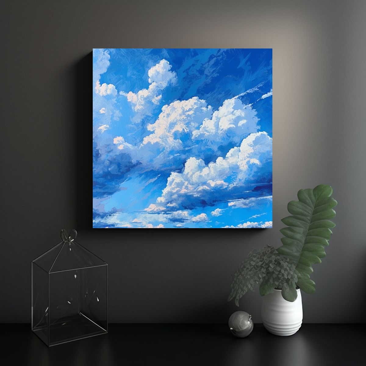 GENERICO - Pinturas Decorativas Para Oficina En Tonos Azules 80x80 Cm