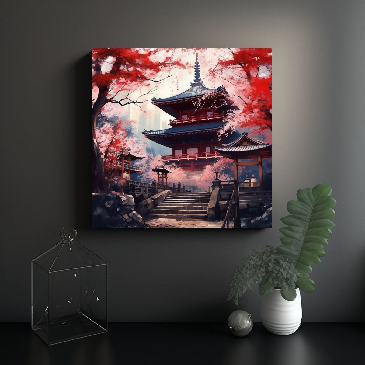 GENERICO - Pintura Abstracta Vitalidad Japonés Santuario 80x80 Cm