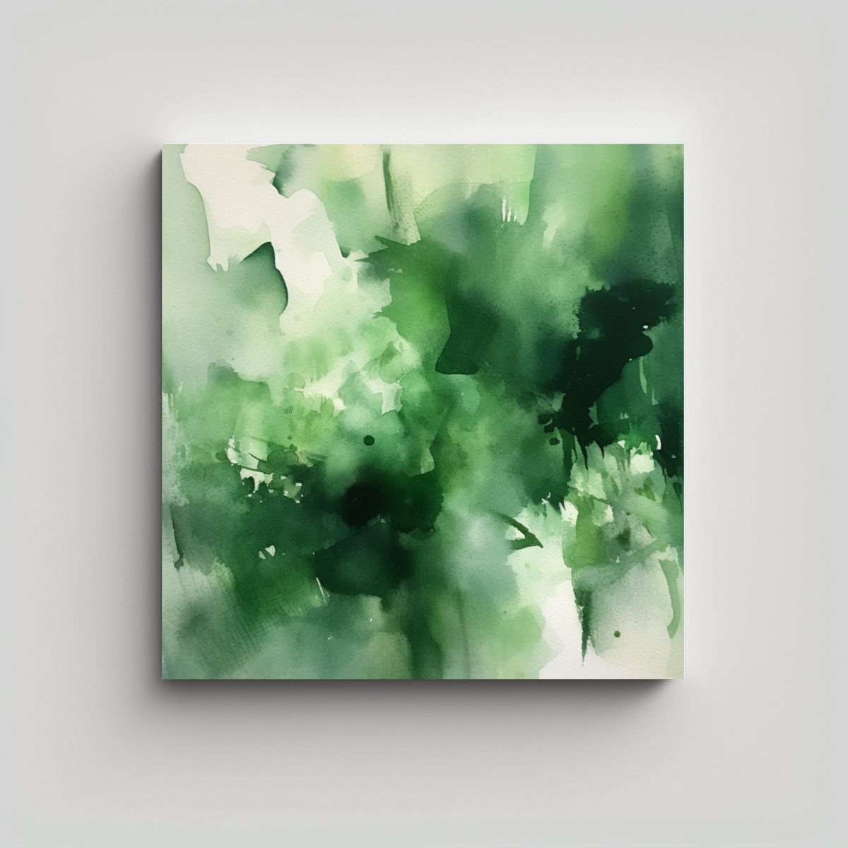 GENERICO - Cuadro Abstracto Pop Art Acuarela Verde Oscuro 90x90 Cm