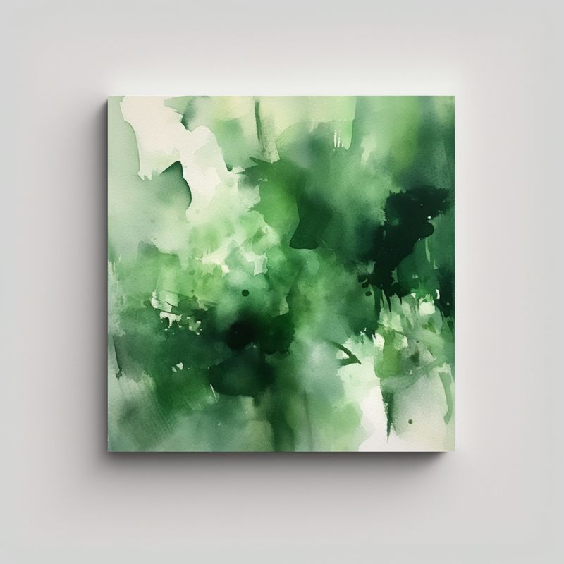 GENERICO - Cuadro Abstracto Pop Art Acuarela Verde Oscuro 70x70 Cm