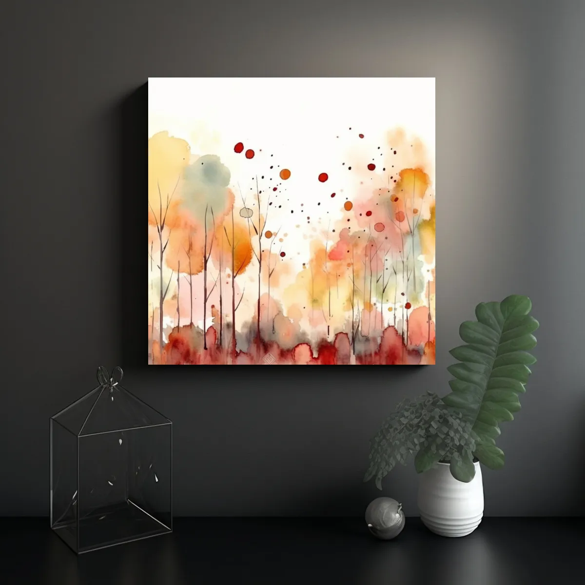 GENERICO - Cuadro Expresividad Otoño Colores Apagados Sin 90x90 Cm