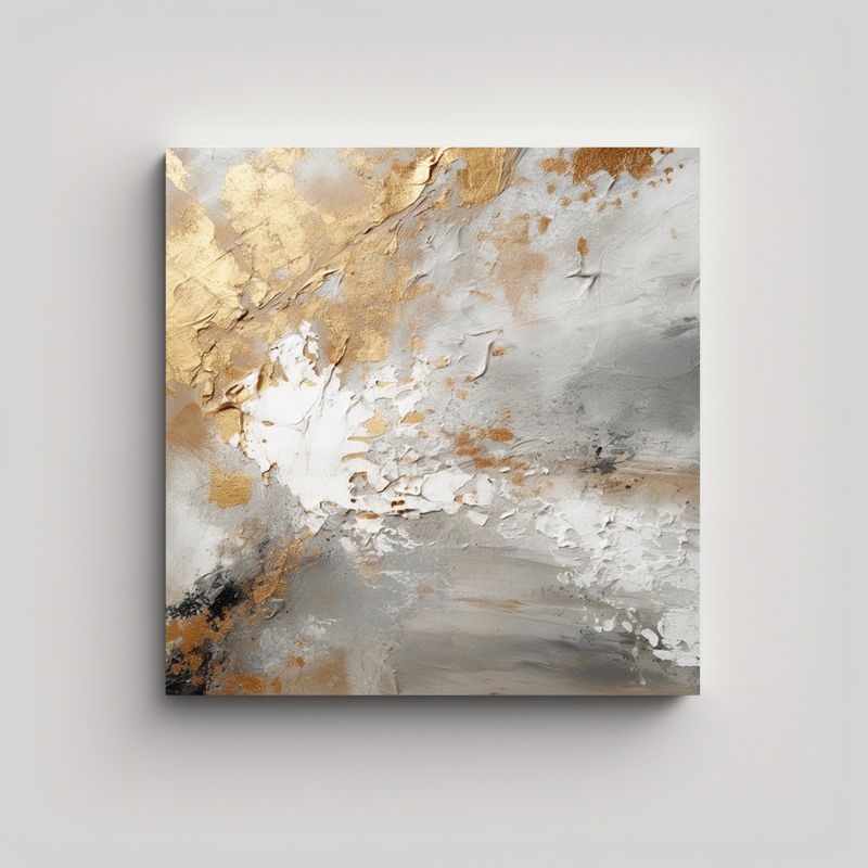 GENERICO - Cuadro Impacto Visual Beige Y Gris Con Manchas 60x60 Cm