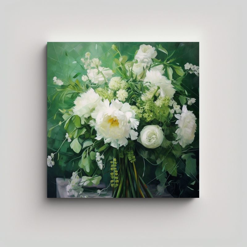 GENERICO - Cuadro Decorativo Moderno Ramo Grande De Flores 70x70 Cm