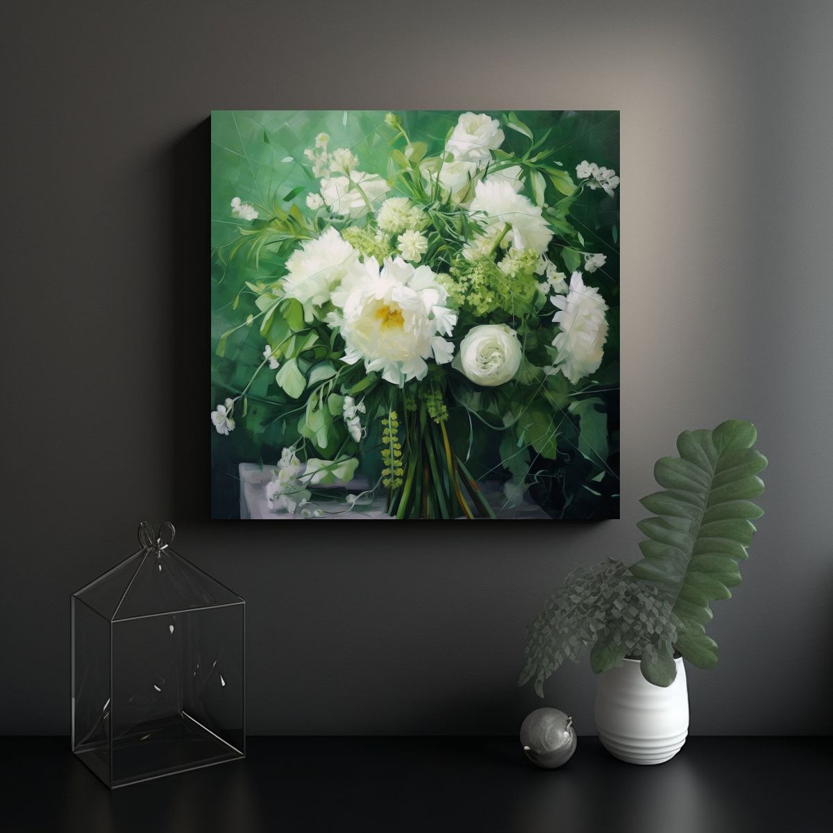 GENERICO - Cuadro Decorativo Moderno Ramo Grande De Flores 50x50 Cm