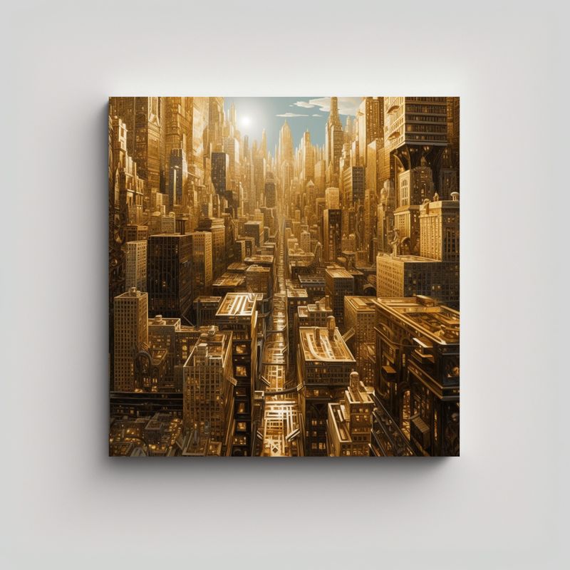 GENERICO - Pinturas Decorativas De Oro Para La Gran Ciudad 90x90 Cm