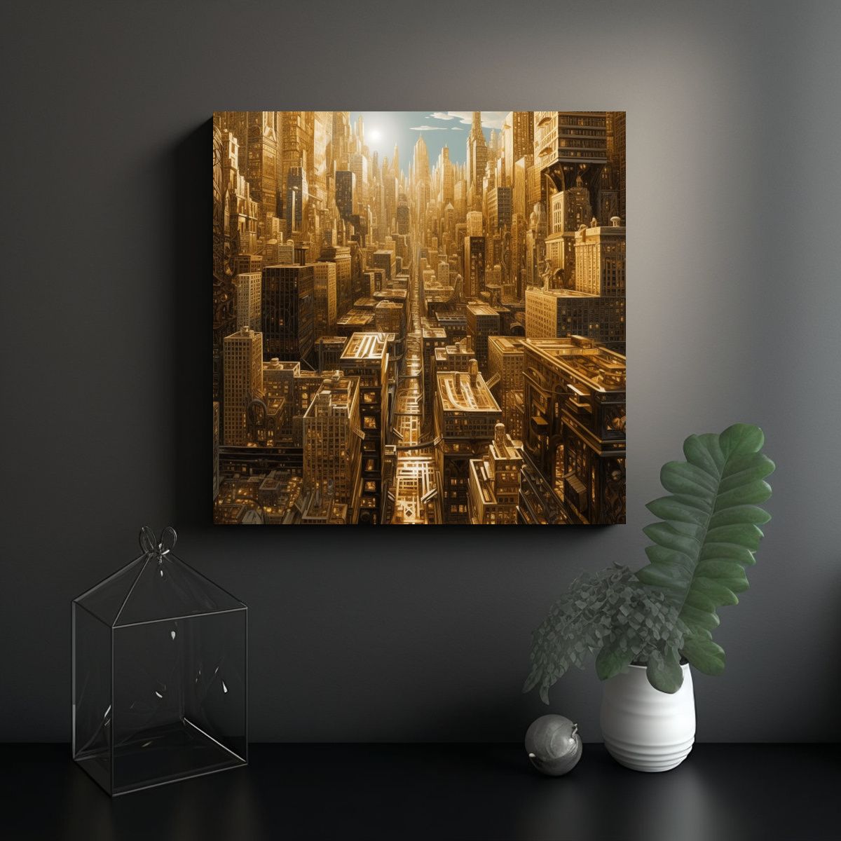 GENERICO - Pinturas Decorativas De Oro Para La Gran Ciudad 90x90 Cm