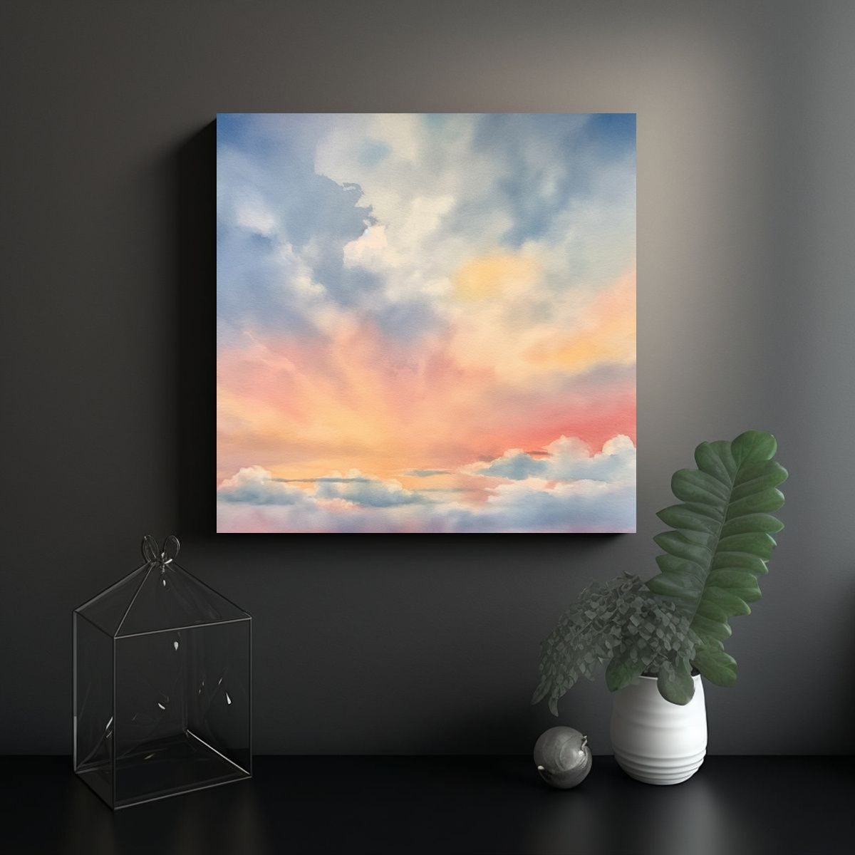 GENERICO - Cuadro Acuarela Minimalista Expresión Arte Fina 80x80 Cm