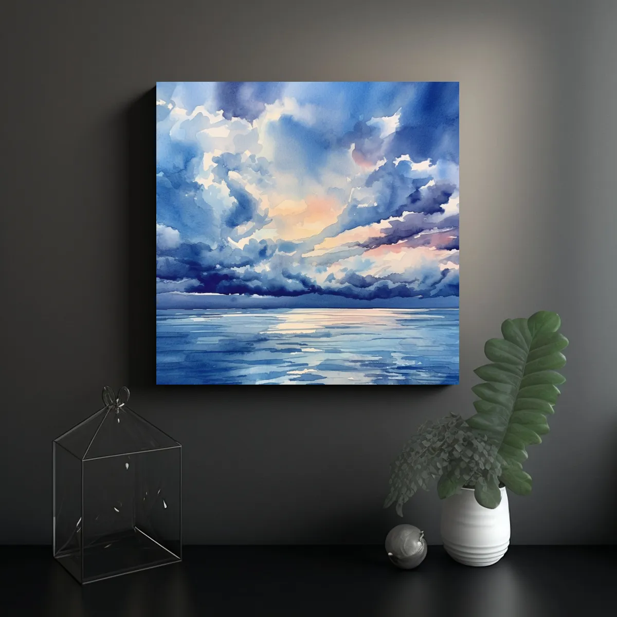 GENERICO - Pinturas Decorativas En Estilo Acuarela Azul Cielo 60x60 Cm