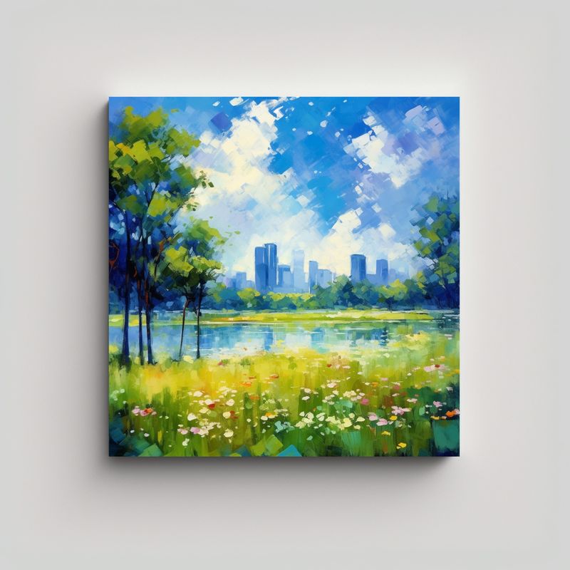GENERICO - Cuadro Decorativo Equilibrio Cielo Azul Nubes 80x80 Cm