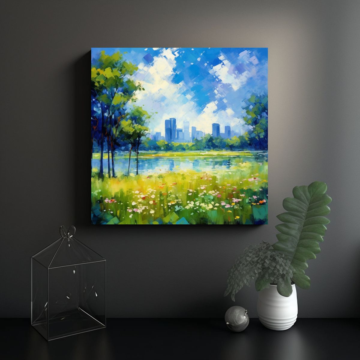 GENERICO - Cuadro Decorativo Equilibrio Cielo Azul Nubes 50x50 Cm