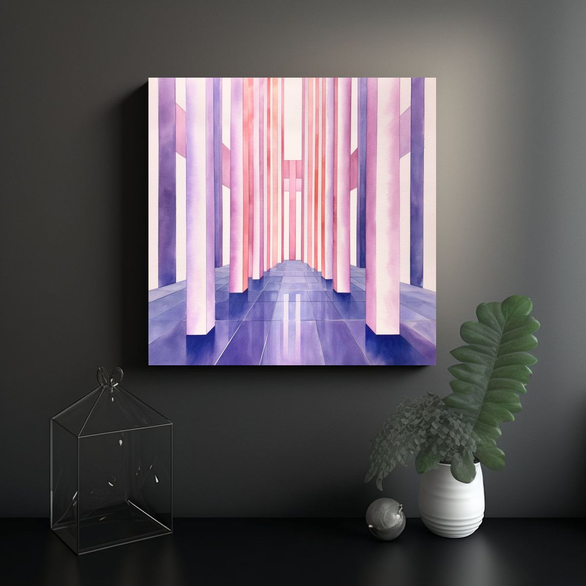 GENERICO - Pintura Floral Minimalista Moderna En Acuarela 90x90 Cm