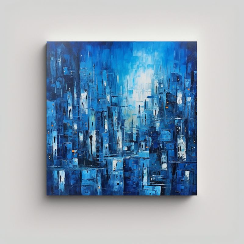 GENERICO - Cuadro Impreso Textura Azul Ciudad Pinturas 50x50 Cm