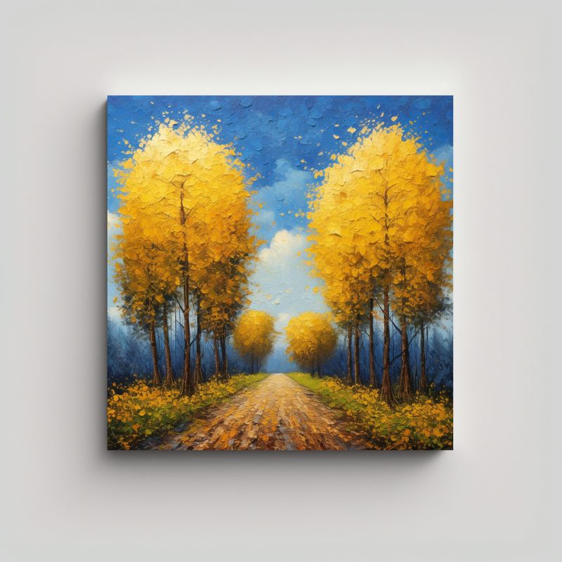 GENERICO - Pintura óleo De árboles Otoñales Estilo 50x50 Cm