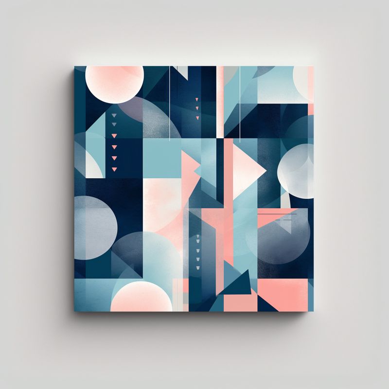 GENERICO - Cuadro De Tela Abstracto Geométrico Azul Para 90x90 Cm