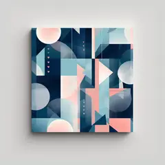 GENERICO - Cuadro De Tela Abstracto Geométrico Azul Para 50x50 Cm