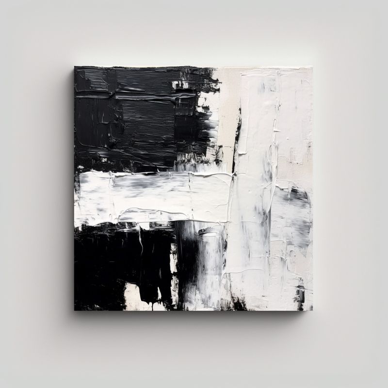 GENERICO - Pintura Abstracta Minimalista En óleo En Blanco 80x80 Cm