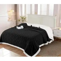 GENERICO - Frazada Plush con Chiporro 2 plazas Invierno Negro