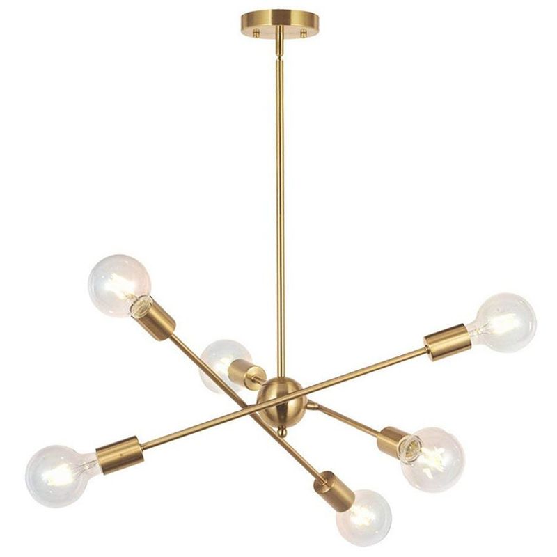 PUREPOWER - Lámparas de araña lujo iluminación colgante con 6 e27 oro