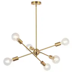 PUREPOWER - Lámparas de araña lujo iluminación colgante con 6 e27 oro