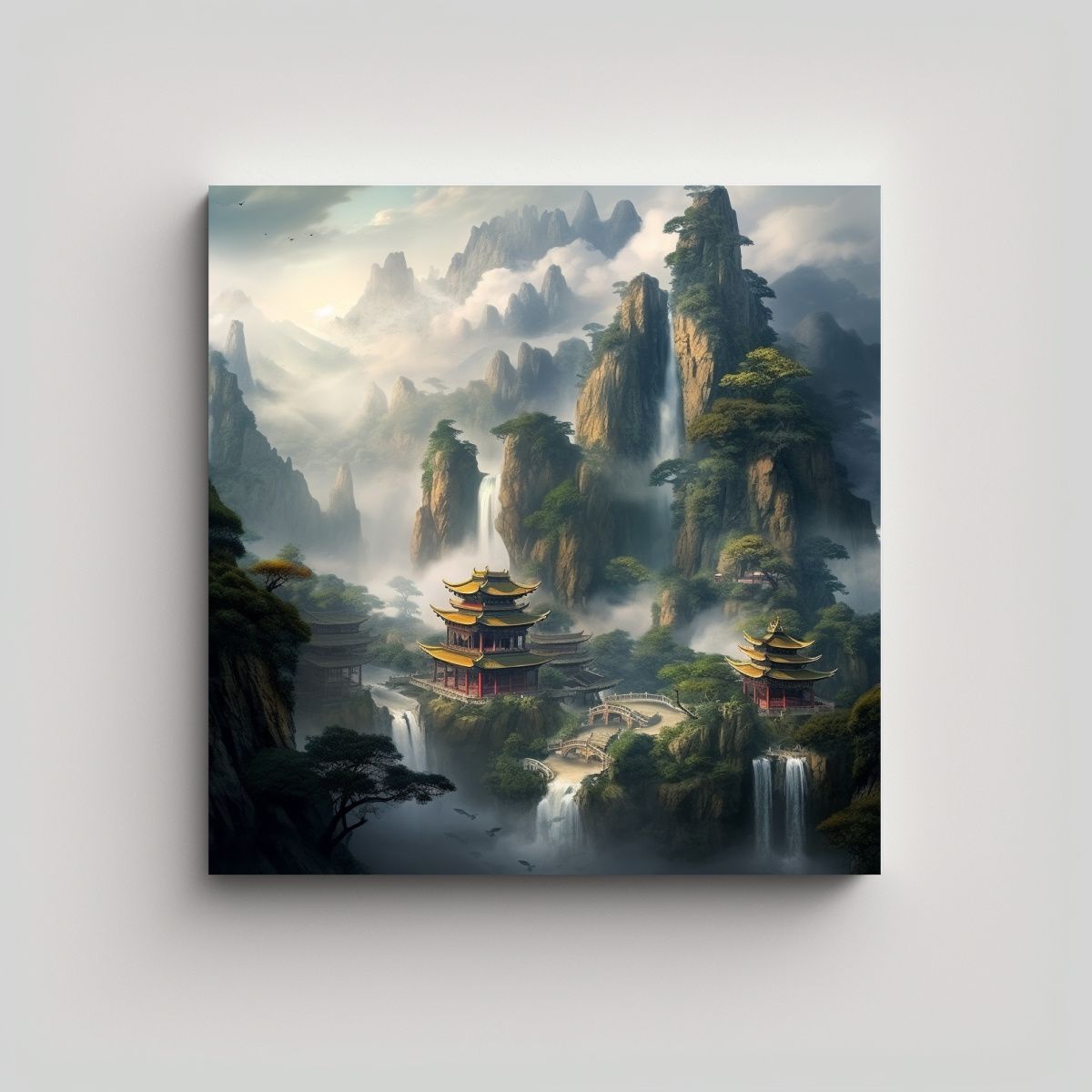GENERICO - Paisaje épico Chino Con Pequeños Picos En 90x90 Cm