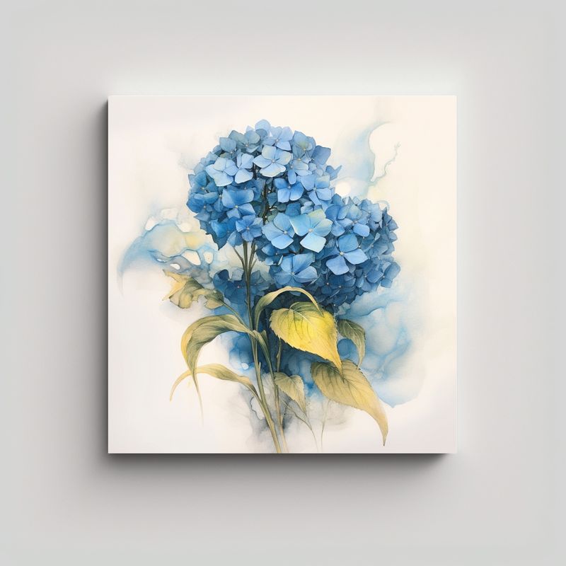 GENERICO - Pinturas Decorativas Hortensias Azules En Humo 60x60 Cm