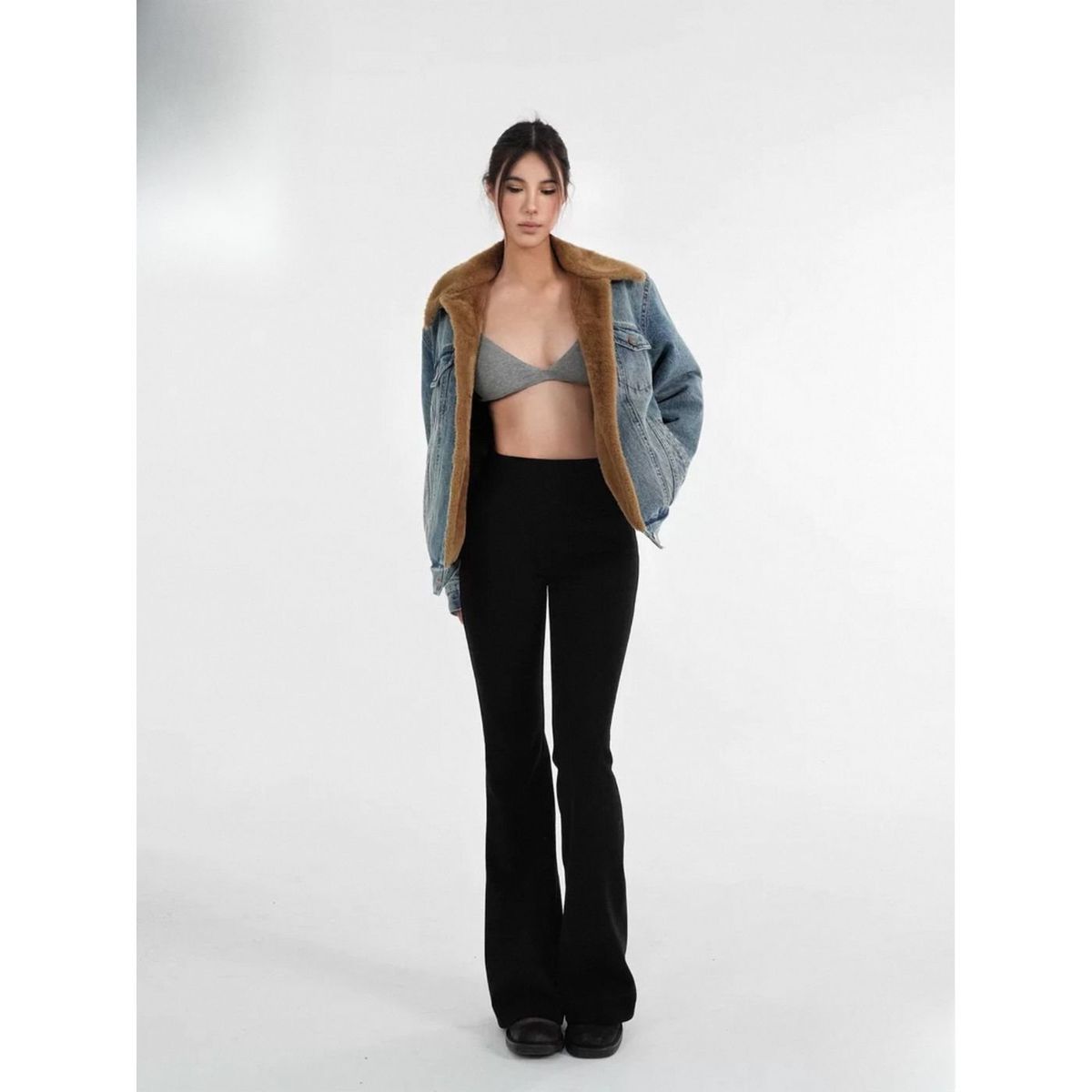 LIKE SHOP - Calza Flare Mujer Invierno Forro Polar Tiro Alto 7020