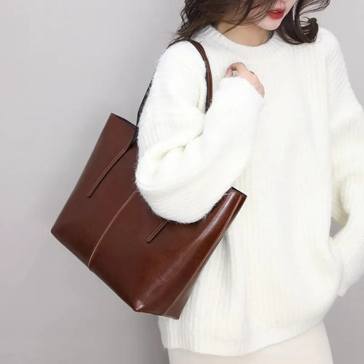 PUREPOWER - Bolso de hombro de moda de cuero genuino para mujer