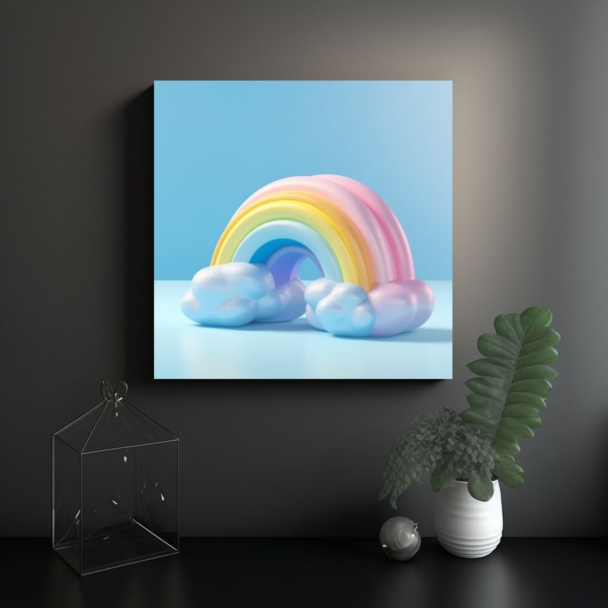 GENERICO - Cuadro De Arte De Pared Conceptual Con Arcoíris 50x50 Cm