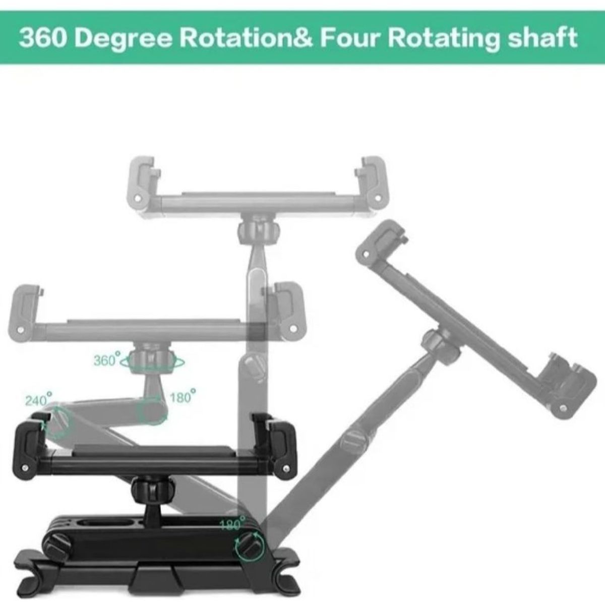 GENERICO - Soporte Tablet Celular Auto Asiento Trasero Extendible Negro