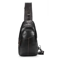 PUREPOWER - Bolso de pecho de piel auténtica para hombre estilo retro casual