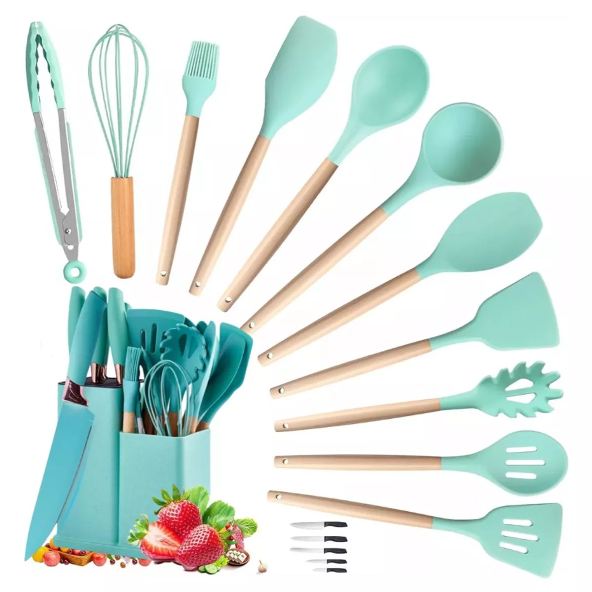 GENERICO - Set De Cocina Juego De Utensilios De Silicona Madera 19pcs Calipso