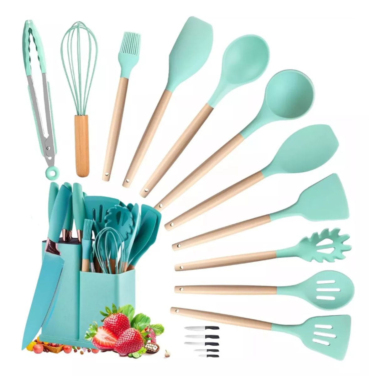 GENERICO - Set De Cocina Juego De Utensilios De Silicona Madera 19pcs Calipso