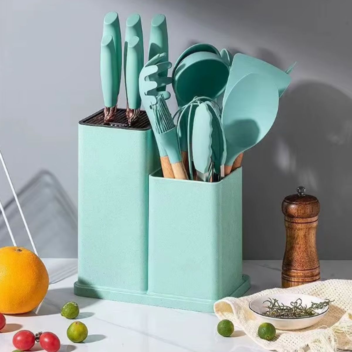 GENERICO - Set De Cocina Juego De Utensilios De Silicona Madera 19pcs Calipso