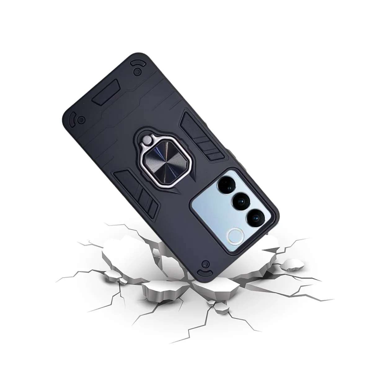 GENERICO - CARCASA ANILLO ANTIGOLPE PARA CELULAR VIVO Y27 5G COLOR NEGRO