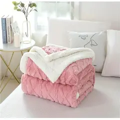 GENERICO - Frazada Plush con Chiporro 2 plazas Invierno Rosa