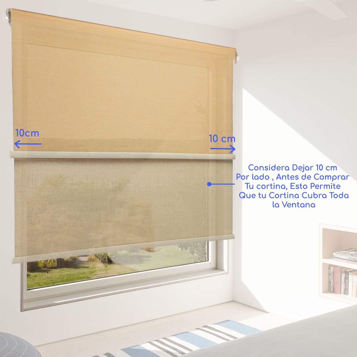 GUIZA - Cortina Roller Blackout 2 Paño 160x240 Doble Con Visillo Sin Cenefa