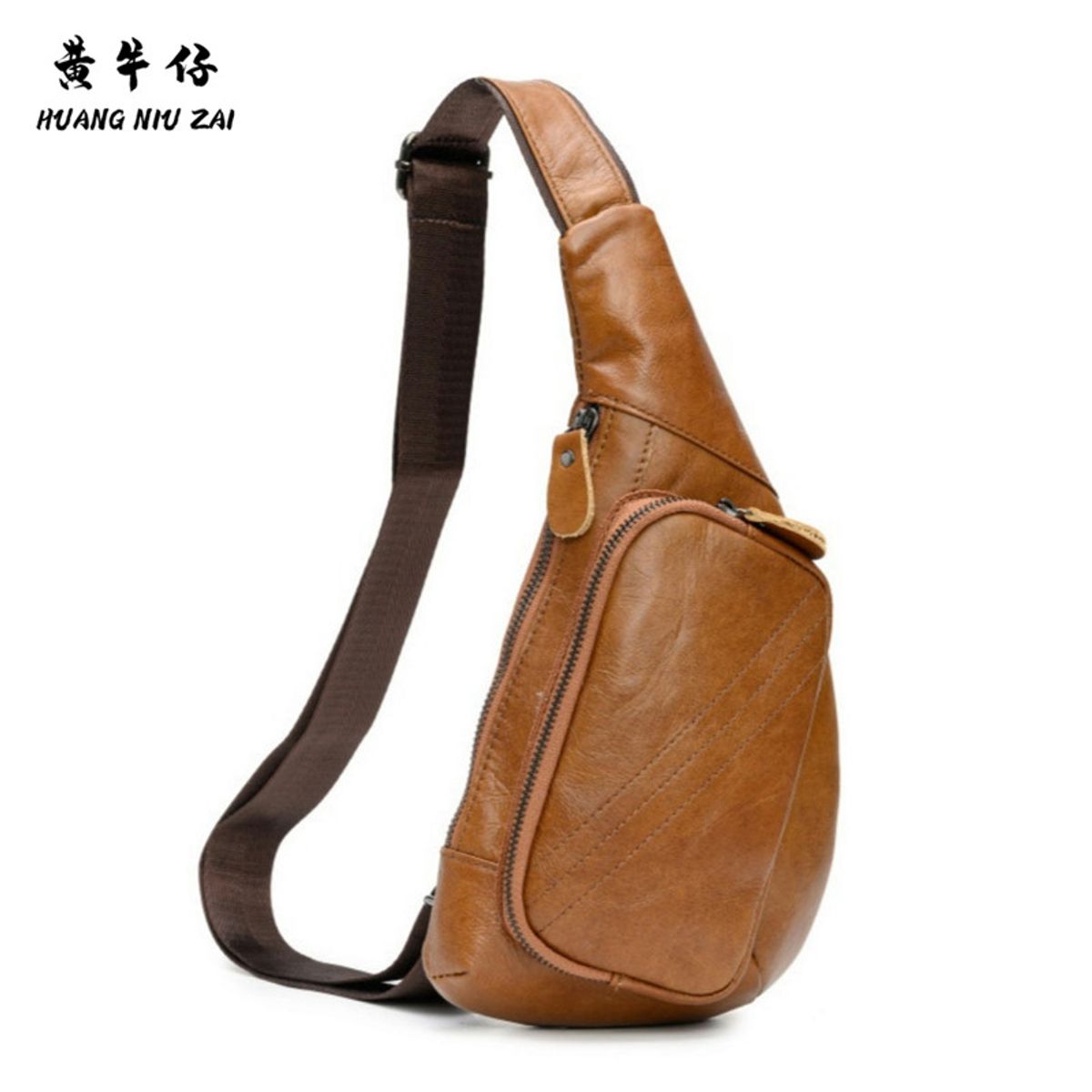 PUREPOWER - Mochila bandolera de piel auténtica bolso casual para hombre