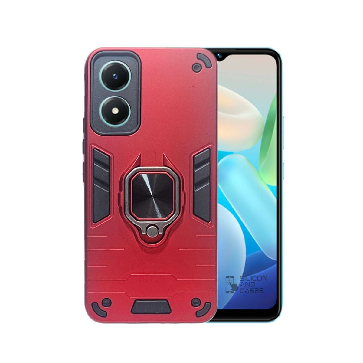 GENERICO - CARCASA ANILLO ANTIGOLPE PARA CELULAR VIVO Y02S COLOR ROJO