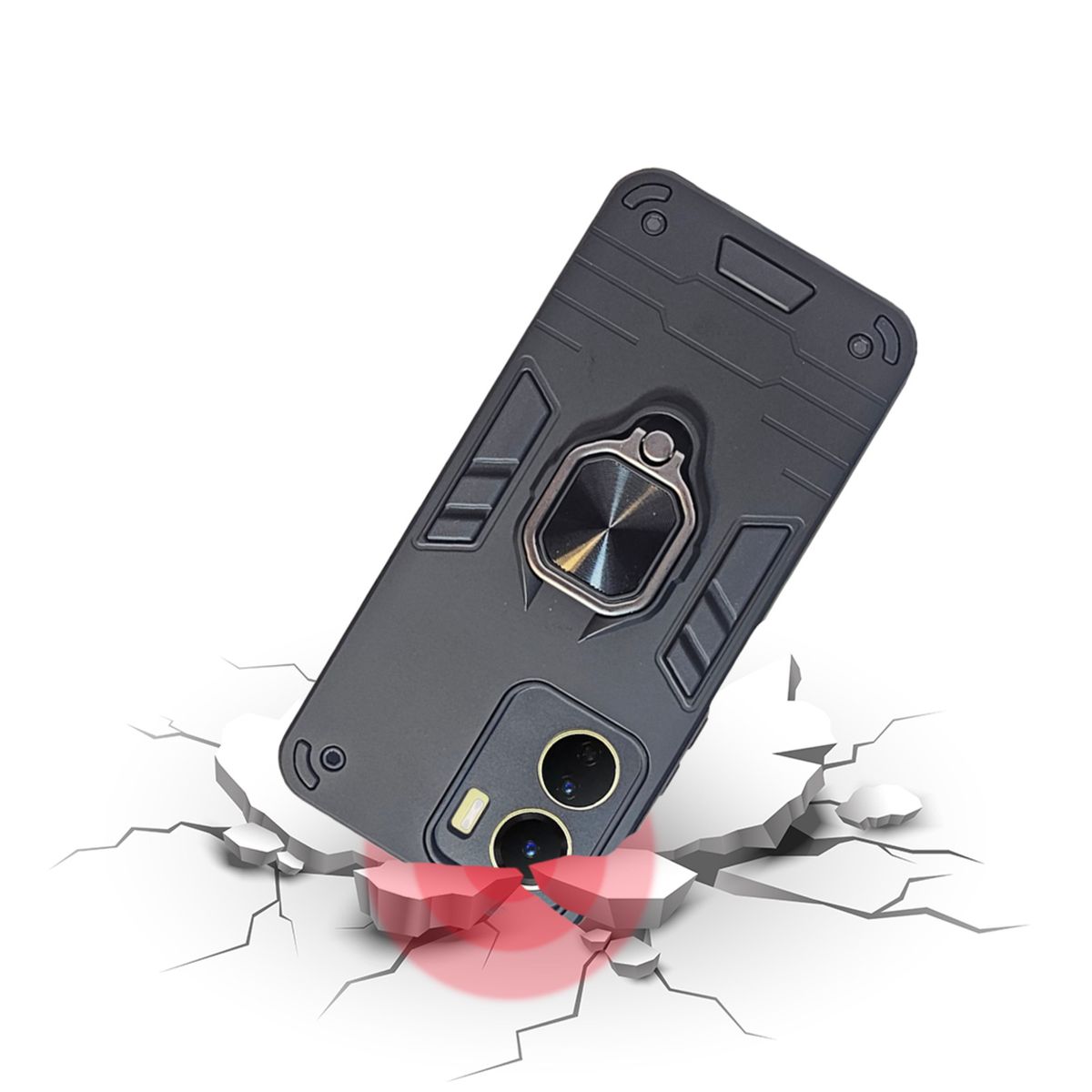 GENERICO - CARCASA ANILLO ANTIGOLPE PARA CELULAR VIVO Y16 COLOR ROJO