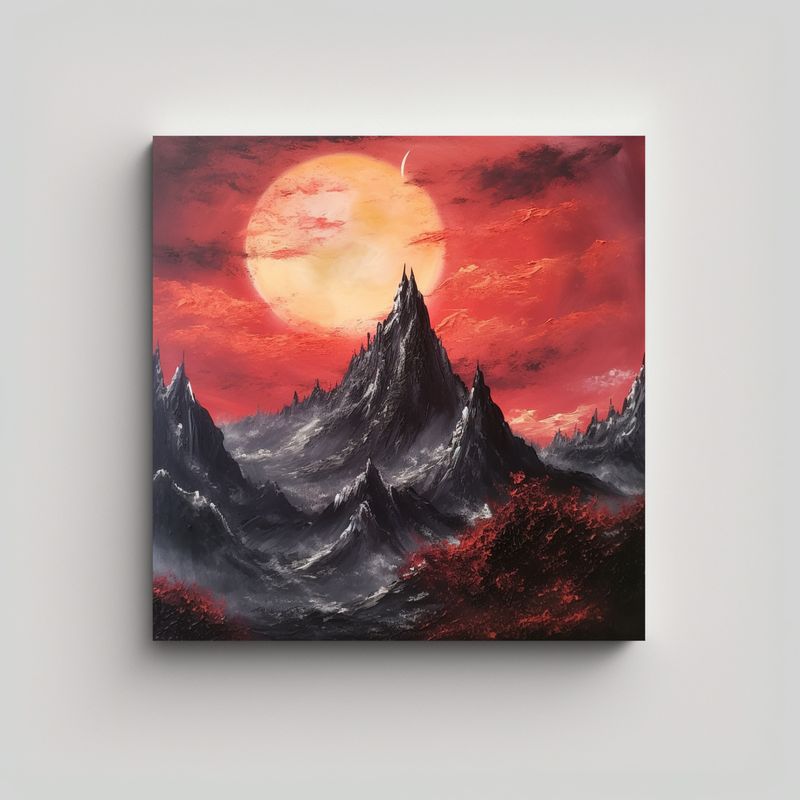 GENERICO - Cuadro Moderno Detalle Paisaje Mordor Bob Ross 70x70 Cm