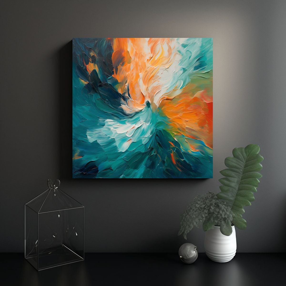 GENERICO - Cuadro Vanguardia Energía Y Colores Abstractos 50x50 Cm