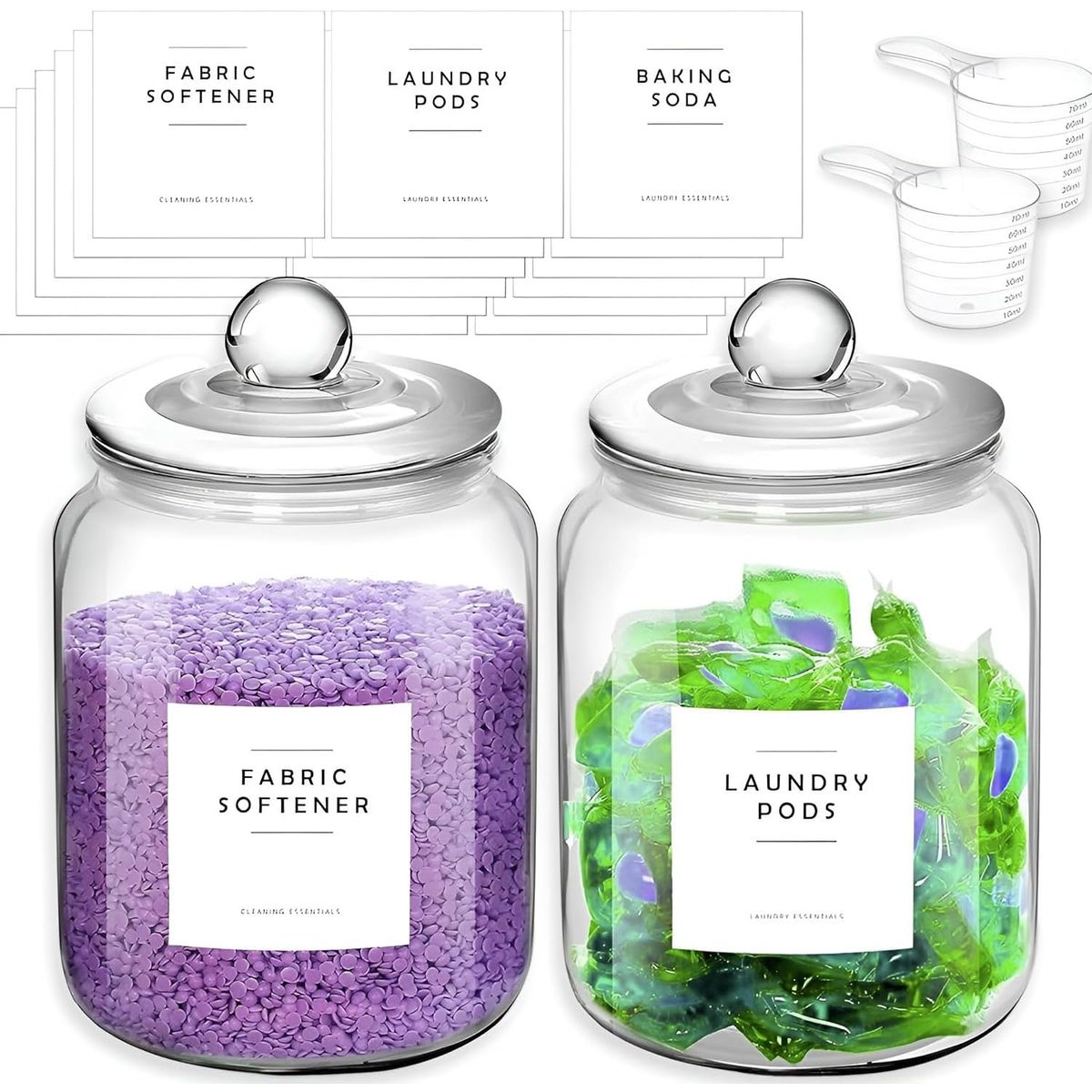 WAKESHOME - Set 2 Contenedores De Detergente 2lt Frascos Vidrio Con Tapa