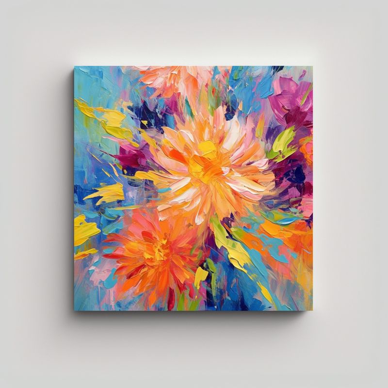 GENERICO - Pinturas Decorativas Florales Modernas Con Paleta 90x90 Cm