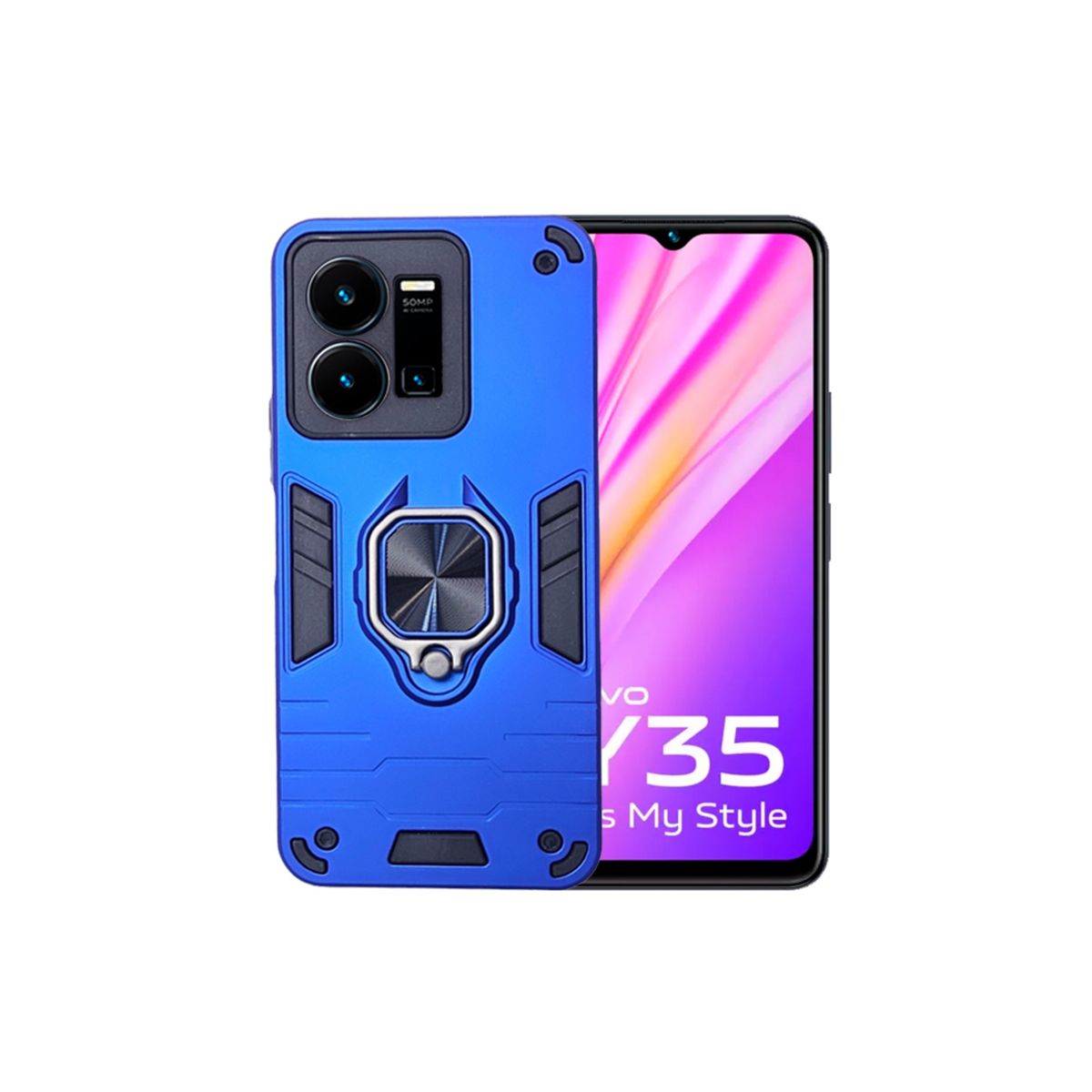 GENERICO - CARCASA ANILLO ANTIGOLPE PARA CELULAR VIVO Y22S COLOR AZUL