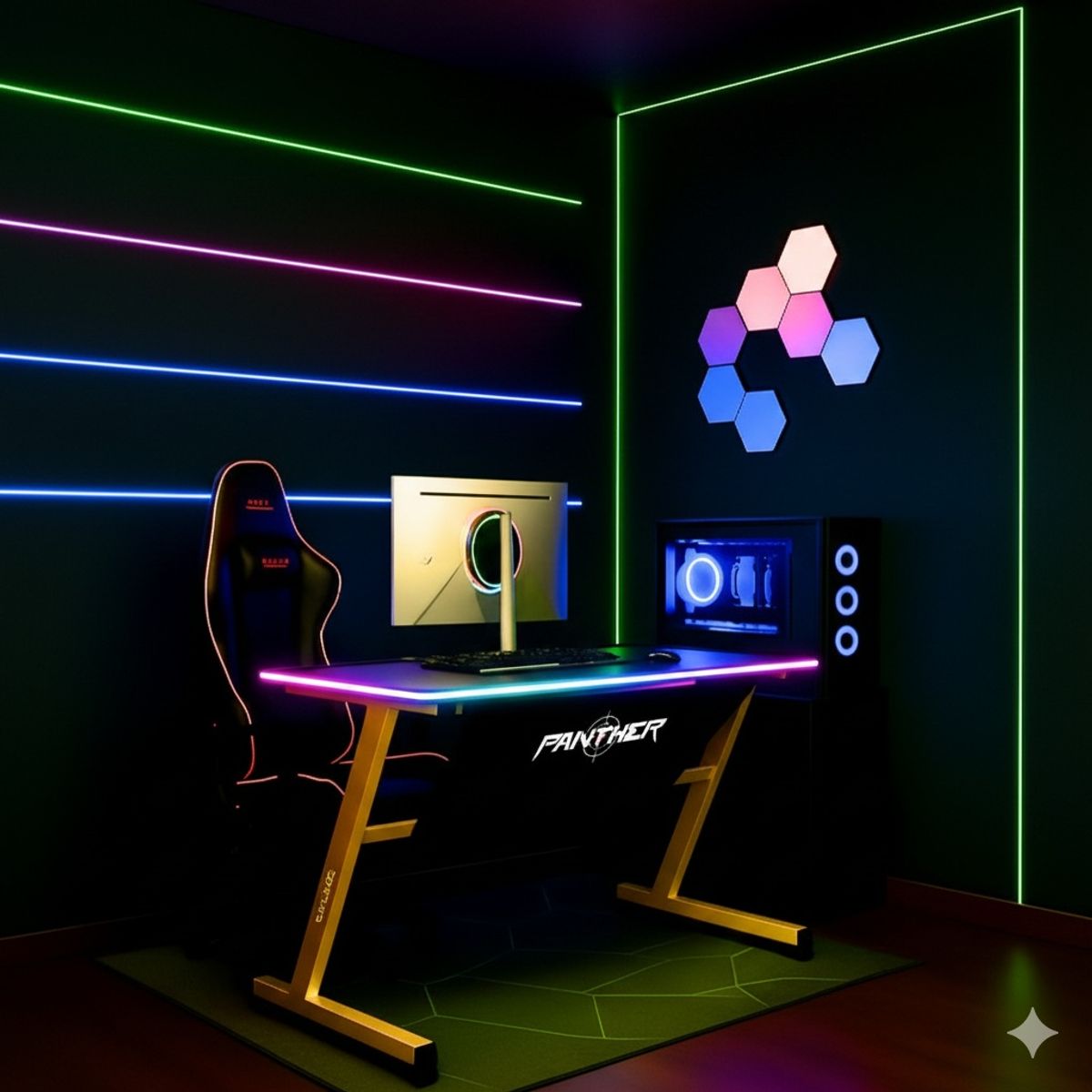 PANTHER - ESCRITORIO GAMER PANTHER CON PAD XL MINECRAFT