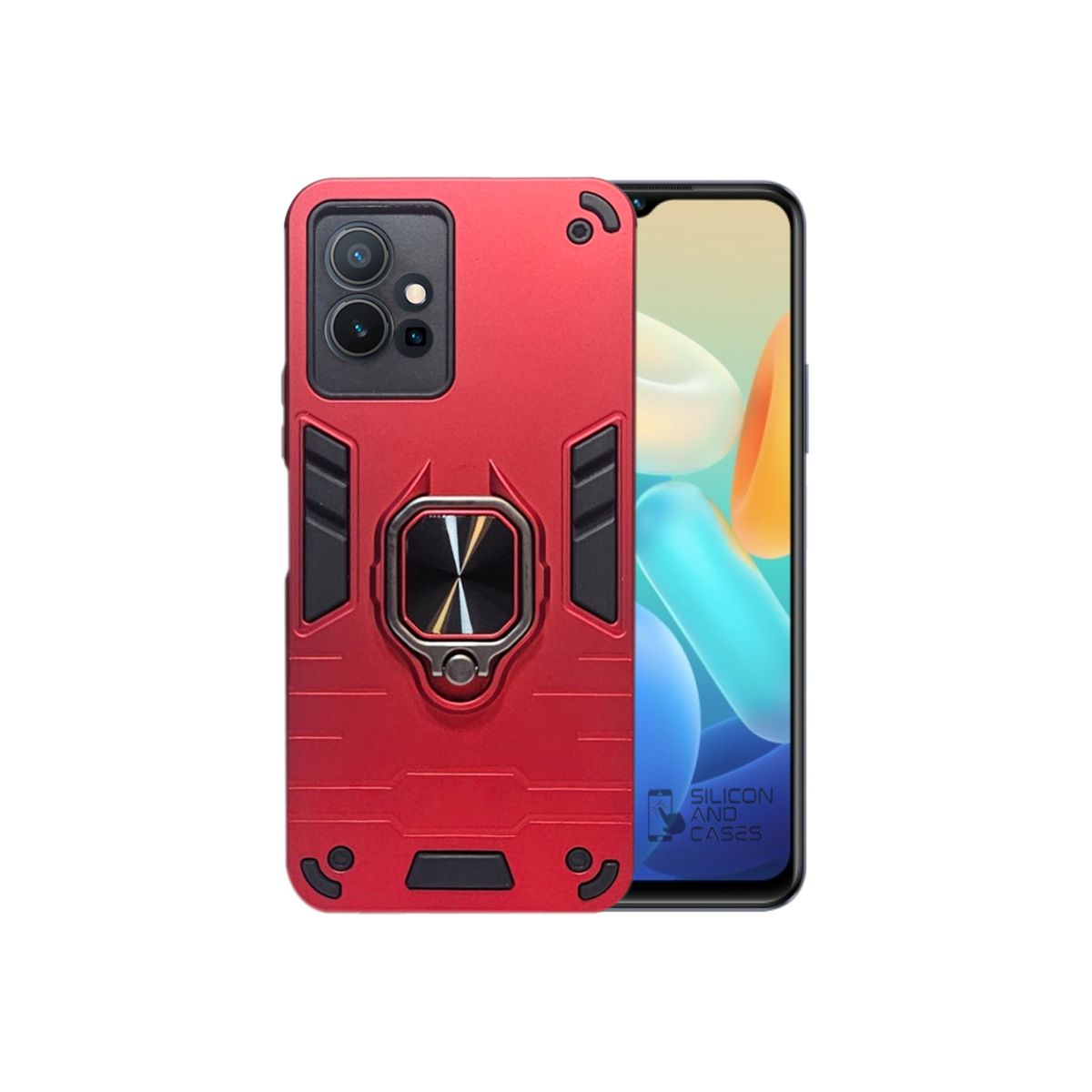 GENERICO - CARCASA ANILLO ANTIGOLPE PARA CELULAR VIVO Y55 COLOR ROJO