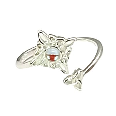 Imagen 2 del producto Anillo Nudo de Bruja Piedra Luna y Triqueta Plata Ajustable